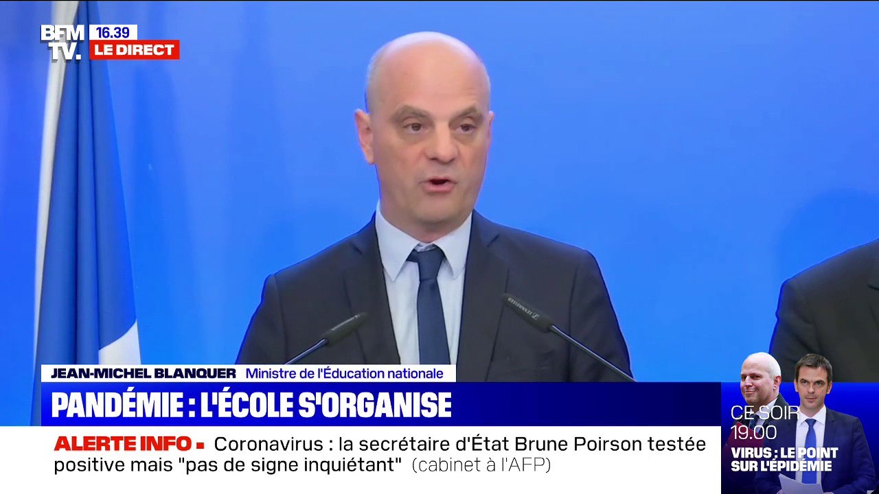 Jean-Michel Blanquer: "Les écoles et les établissements sont ouverts pour assurer l'information des familles et une permanence pédagogique"