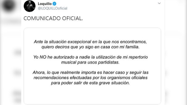 Loquillo asegura que no ha autorizado a nadie para utilizar sus canciones