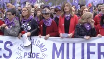Líderes del PSOE en la manifestación del 8-M, donde también estuvo Begoña Gómez