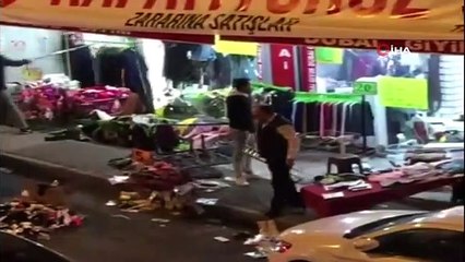 3 şahsın, demirlerle saldırarak mağazayı talan ettiği anlar kamerada