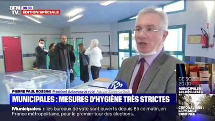 Download Video: Municipales: à Ajaccio, un des foyers du coronavirus, des mesures d'hygiène très strictes