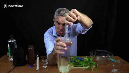 Australian science teacher demonstrates one way of making hand sanitiser at home