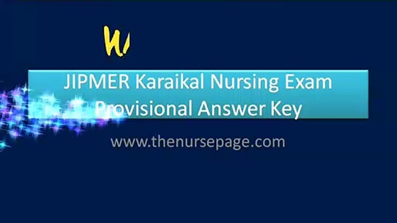 JIPMER Karaikal Nursing Officer Exam 2020 Answer Key