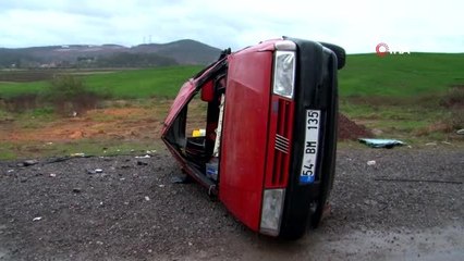 Takla atarak hurdaya dönen bu araçtan yaralı kurtuldular: 6 yaralı