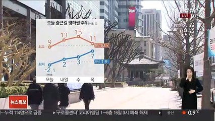 [날씨] 출근길 꽃샘추위…아침까지 동해안 최고 5㎝ 눈