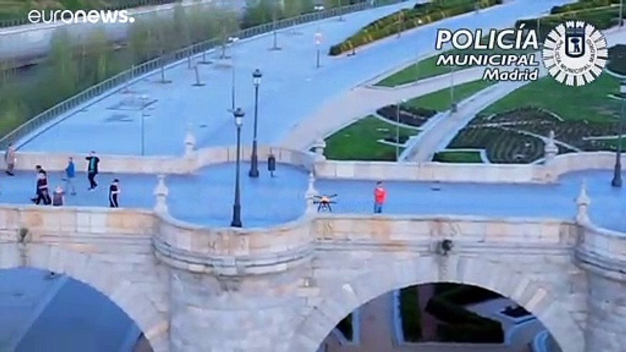 Drohnen überwachen Ausgangssperre in Madrid
