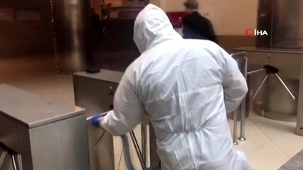 Kartal'daki Anadolu Adalet Saray'ında Koronavirüs'ten korunmak için alınan tedbirler kapsamında...