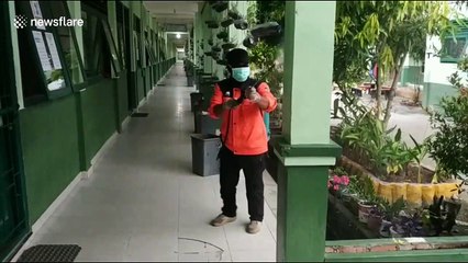 Schools and places of worship in Indonesia sprayed with disinfectant during COVID-19 pandemic