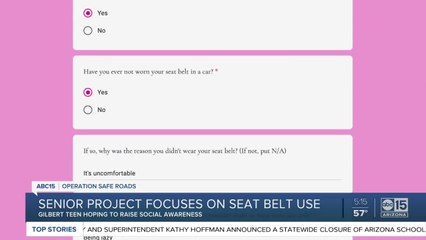 Teen's project aims to make changes in seat belt usage