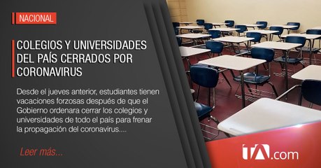 Colegios y universidades del país cerrados por coronavirus