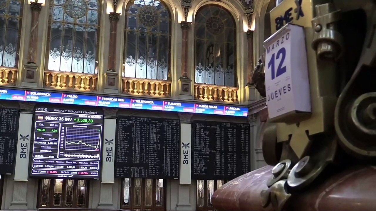 Desplome de la bolsa en Madrid.