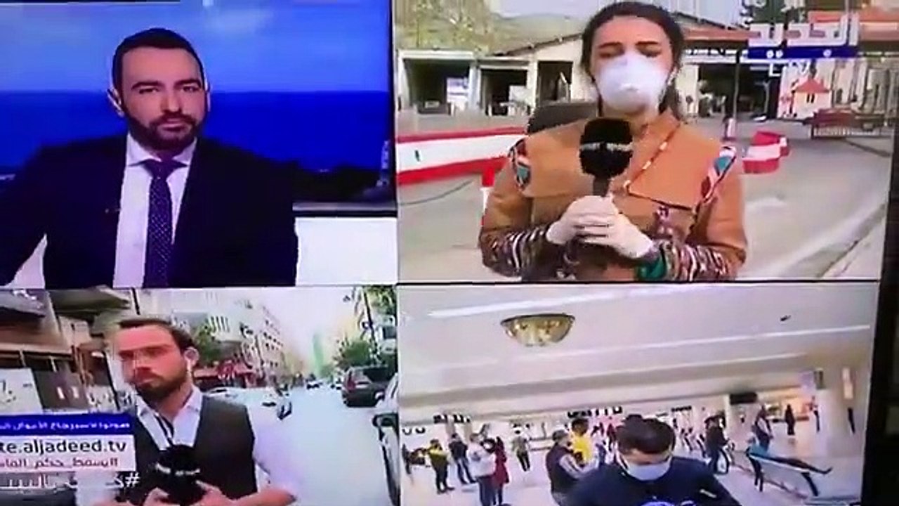 Lübnan’da Koronavirüs hakkında bilgi veren veren muhabir canlı yayında yüksek ateş nedeniyle bir anda yere yığıldı