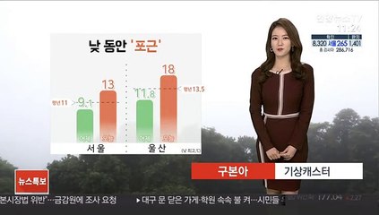 [날씨] 낮 포근, 서울 13도…흐리고 내륙 비·눈