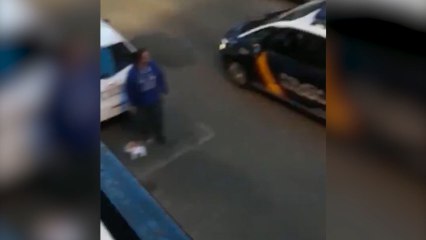 Un ciudadano de Palencia pasea un perro de peluche en plena cuarentena por coronavirus