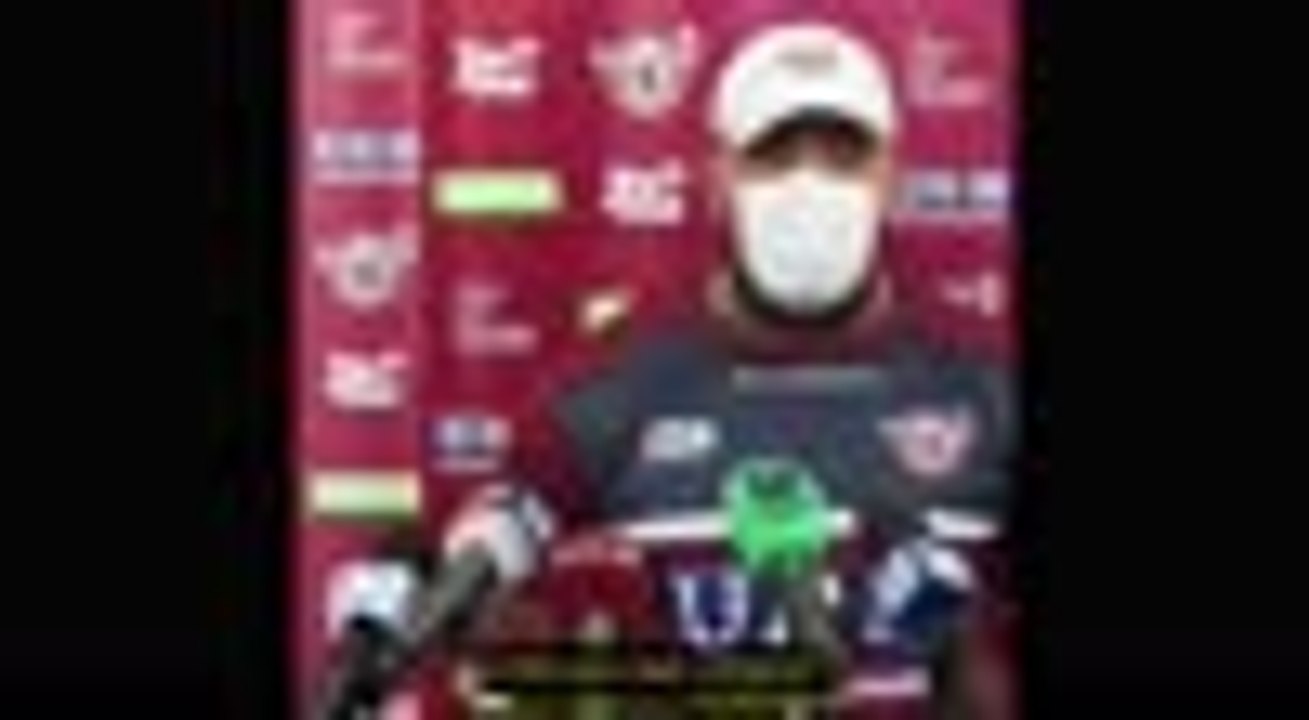 NRL player does press conference in face mask