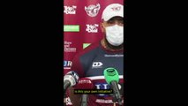 NRL player does press conference in face mask
