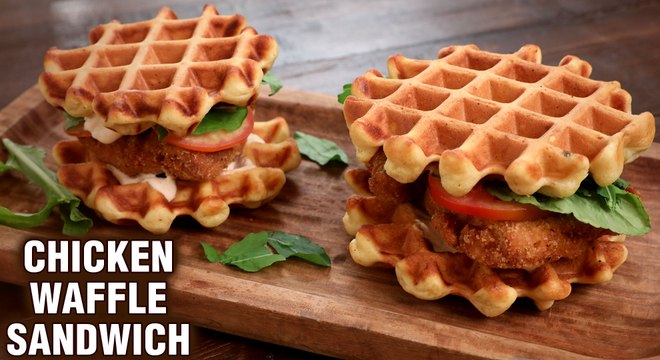 Chicken Waffle Sandwich | How To Make Fried Chicken Waffle Sandwich | Sandwich Recipe By Tarika