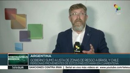 Argentina suma a Brasil y Chile a lista de zonas de riesgo