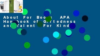 About For Books  APA Handbook of Giftedness and Talent  For Kindle