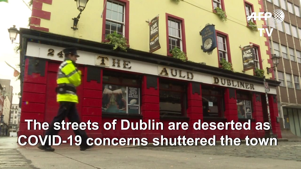 Streets abandoned and pubs shuttered on St Patricks Day in Dublin