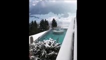 Le paradis existe et il est en Suisse : jacuzzi avec vu sur les Alpes