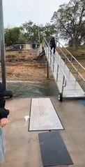Sliding Down Slick Ramp Ends up in Lake
