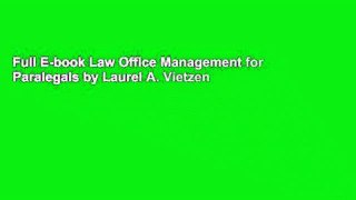 Full E-book Law Office Management for Paralegals by Laurel A. Vietzen
