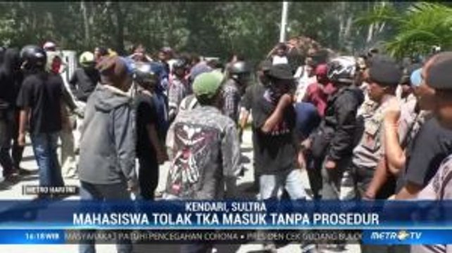 Ricuh, Mahasiswa Demo Tolak TKA Asal Tiongkok Masuk Kendari