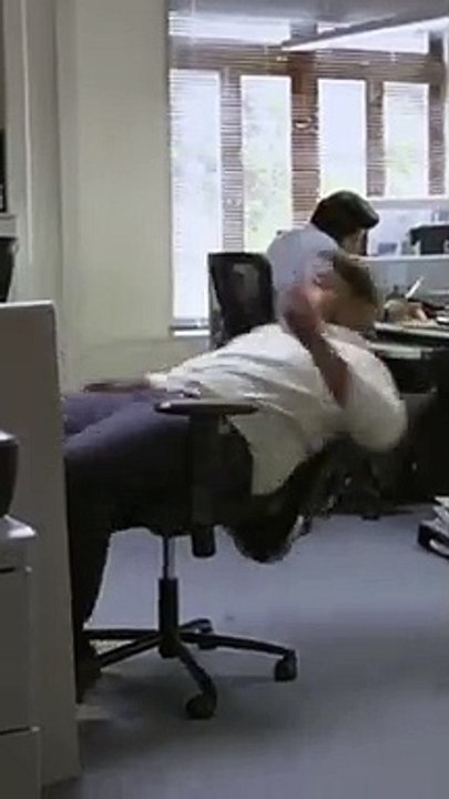 Watch how he falls off a chair