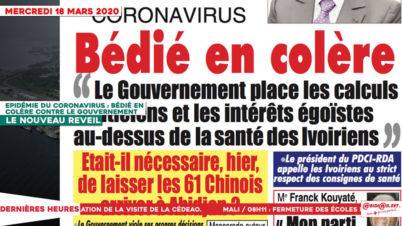 Le Titrologue du 18 mars 2020 - Epidémie du Coronavirus - Bédié en colère contre le gouvernement