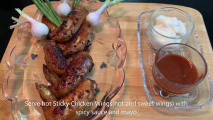 How to cook Sticky Chicken Wings - Cooking chicken wings BBQ style - Sweet and spicy Chicken Wings