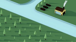 House and forest 2D animation isometric view