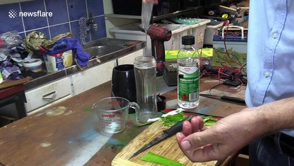 Watch this ingenious science teacher create hand sanitiser dispenser from parts he found around his house