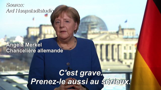 Allemagne: le coronavirus, plus grand défi depuis la Seconde Guerre Mondiale (Merkel)
