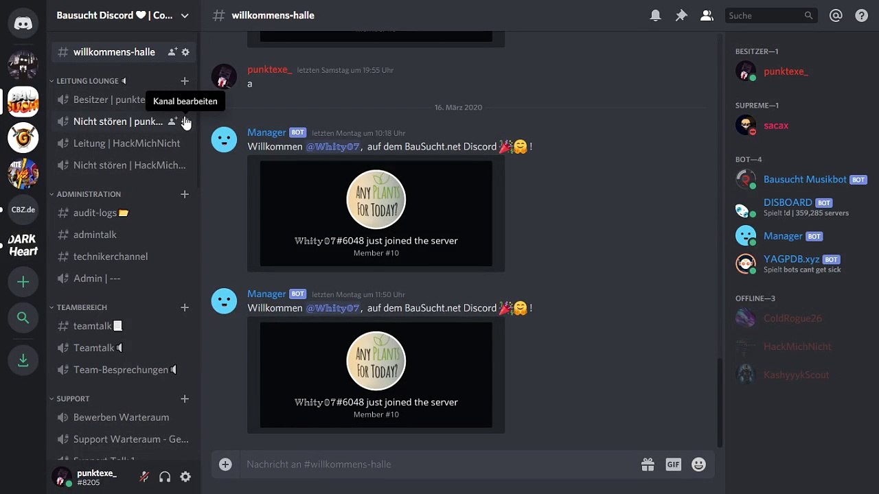 Mein eigener bausucht discord!! - community discord