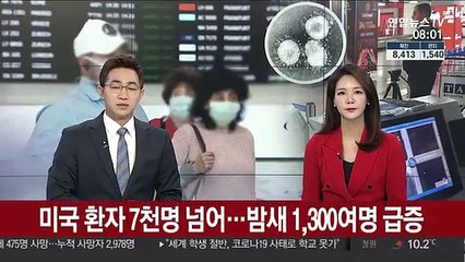 미국 환자 7천명 넘어…밤새 1,300여명 급증
