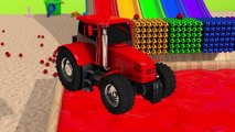 Learn Colors with Street Vehicle VS Surprise Tractor in Magic Slide Pool Pretend Play for Kids