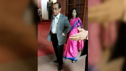 Ex-CJI Ranjan Gogoi and wife arrive in Parliament ahead of taking oath as RS member