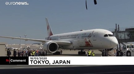 Coronavirus fears leave Olympic torch plane virtually empty