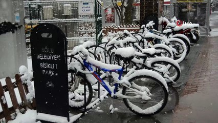 Bolu kent merkezinde kar yağışı etkili oldu