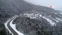 Karabük'te kartpostallık kar manzarası havadan görüntülendi