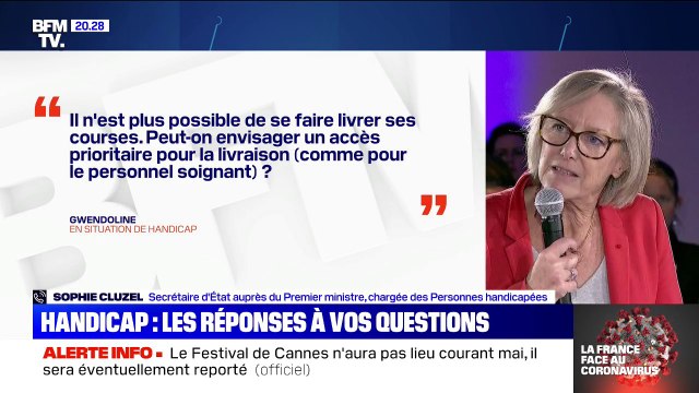 Pour la livraison des courses, les personnes handicapées peuvent être prioritaires Sophie Cluzel