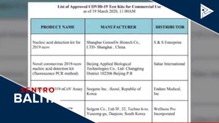 Apat na testing kits mula South Korea at China, inaprubahan na ng FDA