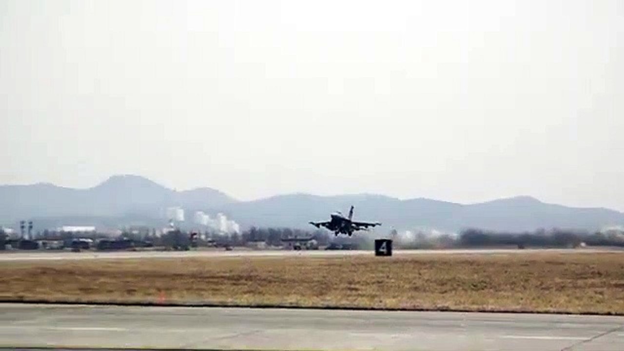 US Air Force - F-16 and A-10 Takeoffs at Osan Air Base