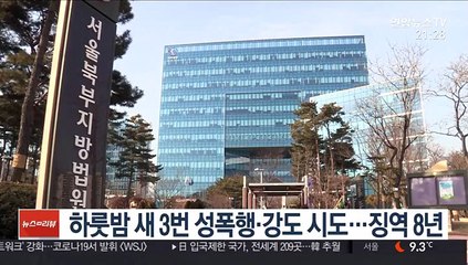 하룻밤 새 3번 성폭행·강도 시도…징역 8년