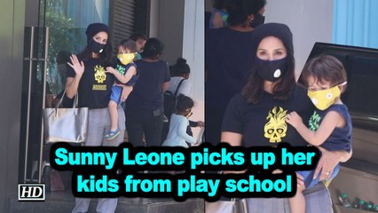 Sunny Leone picks up her kids from play school