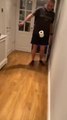 Guy Bangs Foot on Door While Juggling Toilet Paper Roll