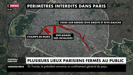 Télécharger la video: Quais, Champs-de-Mars, Invalides : la préfecture de police ferme des lieux publics