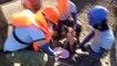 Trapped Dog Saved by Workers