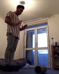 Guy Tries to Flip Standing on Roller and Falls Awkwardly to